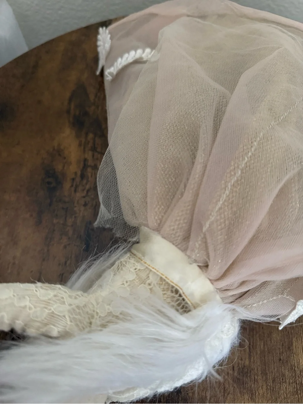 Pottery Barn Kids Cream and White Fabric Decorative Doll with Faux Fur